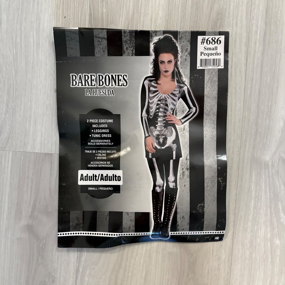 Bare Bones Skeleton Costume Womens Adult Halloween Party Outfit Size Small